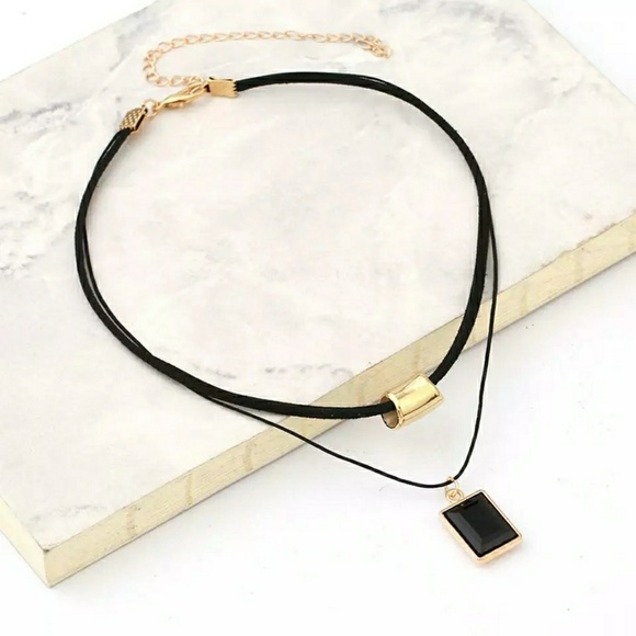 Gold & black Layered necklace Choker - Picture 2 of 3